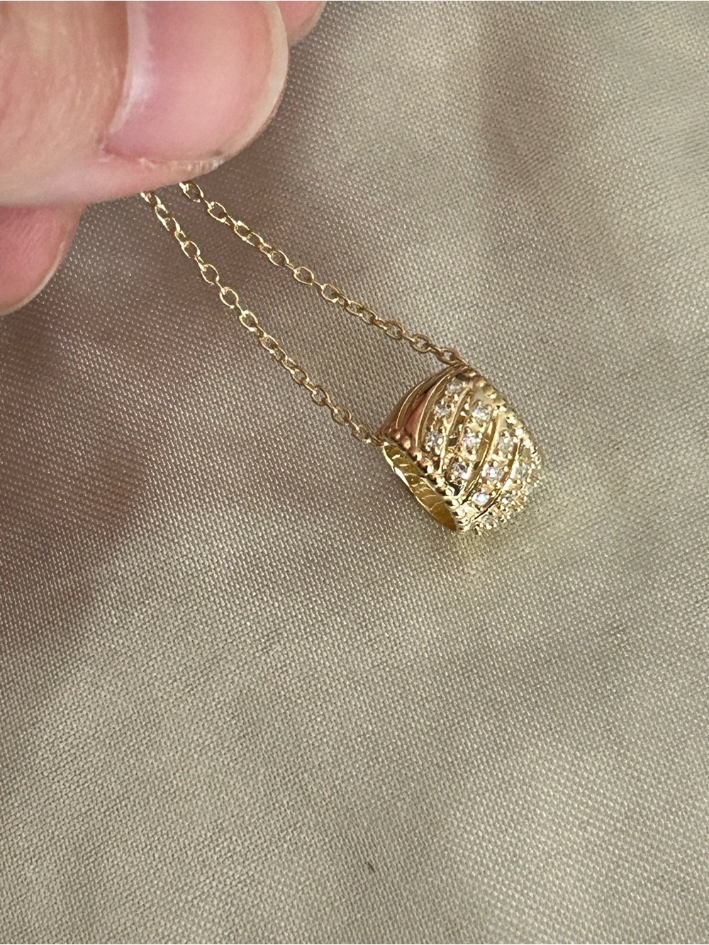 Gold over Sterling Silver Pavé Pendant Necklace - lab diamonds NWT!